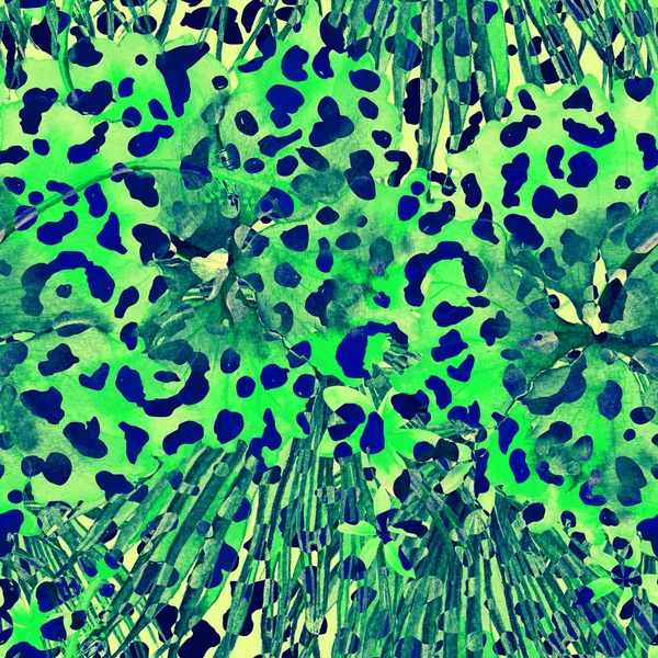 Leopard zökkenőmentes akvarell minta. — Stock Fotó