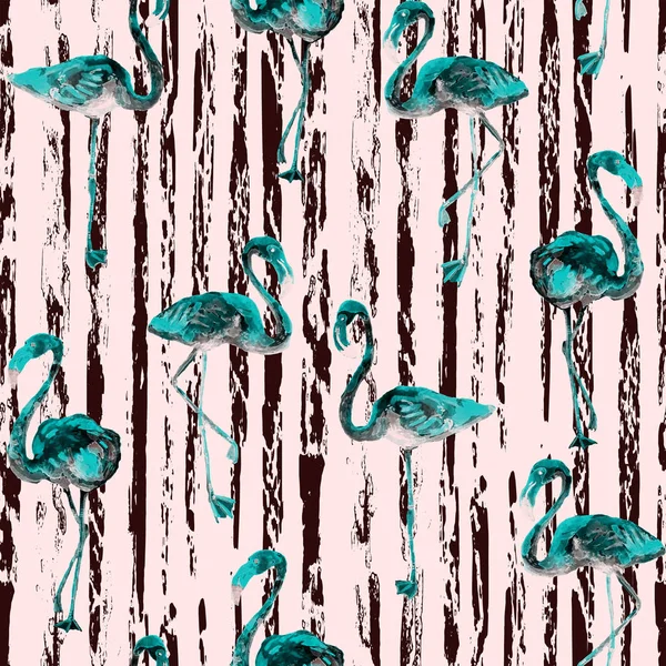 Flamingo pattern. Summer watercolor background. — Stock Photo, Image