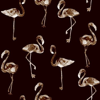 Flamingo desen. Yaz suluboya arka plan.