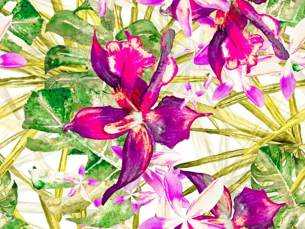 Bezešvý vzorek orchideje. — Stock fotografie