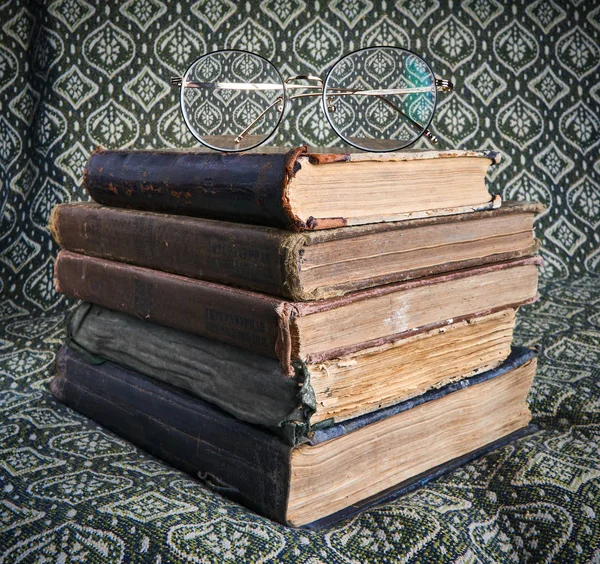 Composition of old books in a stack — Stock Photo, Image