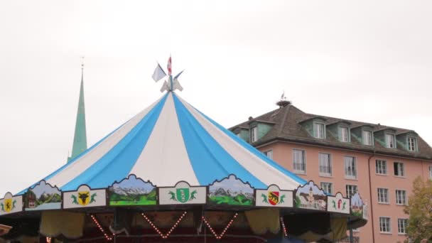Carousel Merry-Go-Round Rotates — Stock Video