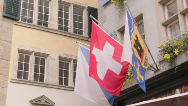 Flaggor Zürich Schweiz Canton — Stockvideo