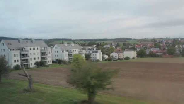 Village Houses Train Window — Stock Video
