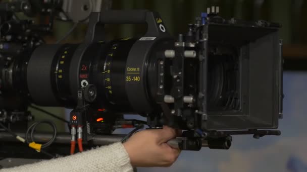 O filme Set Camera Big Lens — Vídeo de Stock