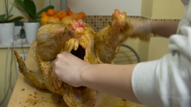 七面鳥のお肉を調理 — ストック動画