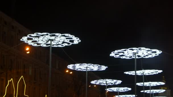 Decoración de calle de iluminación de Navidad — Vídeo de stock