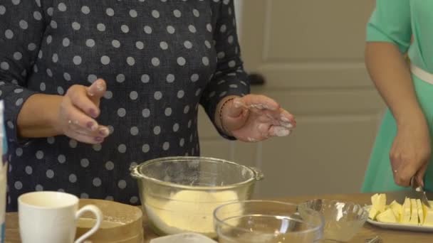 Female Hands In Flour — Stock Video