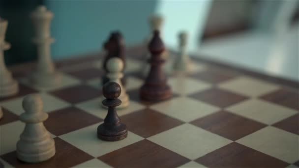 Ajedrez en el tablero de ajedrez — Vídeos de Stock