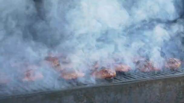 Burger Carne Grill Fumo — Video Stock