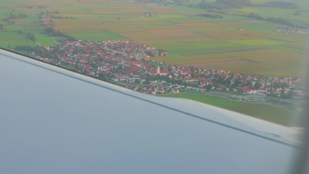 Village From Airplane Window — Stock Video