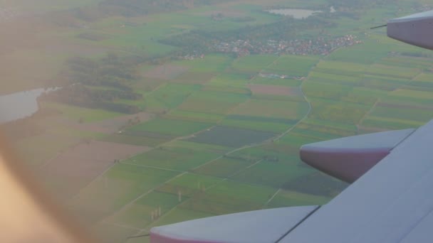 飛行機の窓からの土地します。 — Stock video