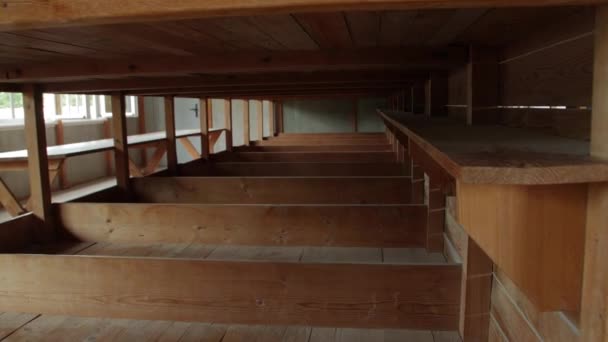 A Prison Wooden Bunks — Stock Video