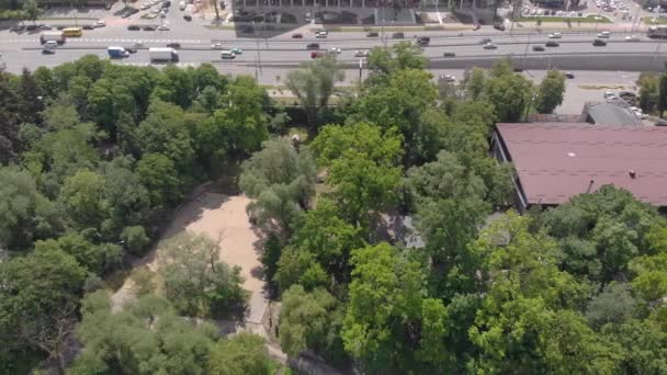 Road City Park Luchtfoto — Stockvideo