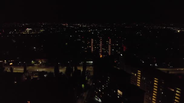 Night City Cars Traffic Aerial — Stock video