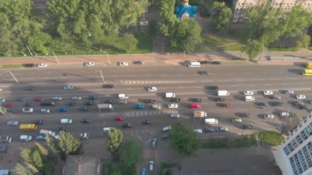 City Cars Traffic Jams Aerial — Stock video