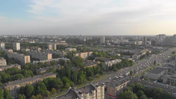 Drone paysage urbain voitures embouteillages — Video