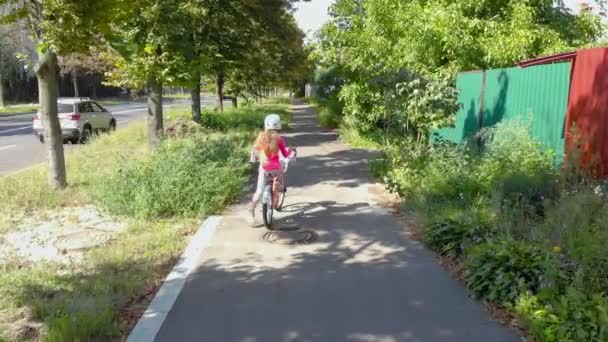 Little Girl On Bicycle — Stock Video