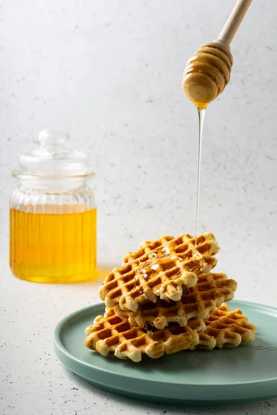 Selektiver Fokus, belgische Zuckerwaffeln — Stockfoto