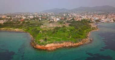 Apollon Tapınağı (Kolona Hill) Aegina Island, Yunanistan hava görünümünü