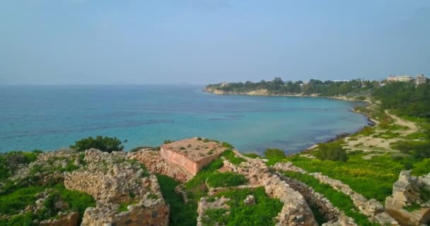 アポロの神殿 Kolona ギリシャ エギナ島の航空写真 — ストック動画