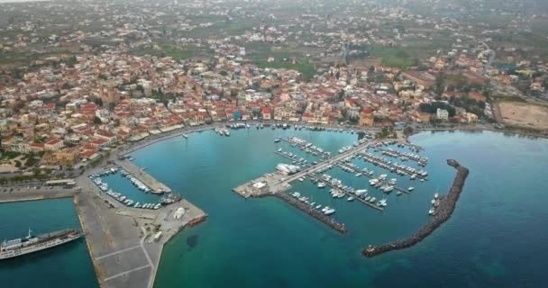 Vista Aérea Ciudad Griega Egina Puerto Egina Grecia — Vídeo de stock