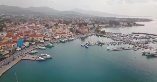 Veduta Aerea Della Città Greca Aegina Porto Aegina Grecia — Video Stock