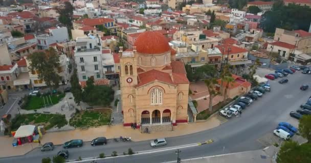 Luftaufnahme Der Griechischen Stadt Ägina Hafen Von Ägina Griechenland — Stockvideo