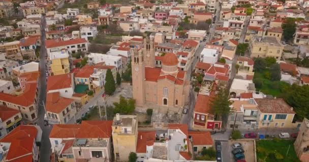 Widok Lotu Ptaka Greckie Miasto Aegina Port Egipt Grecja — Wideo stockowe