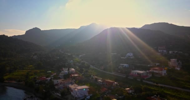 Aerial View Portes Village Greek Island Aegina Saronic Gulf Greece — Stock Video