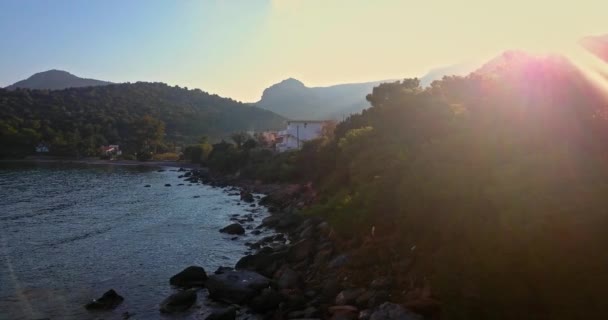 Luchtfoto Van Portes Dorp Het Griekse Eiland Aegina Saronische Golf — Stockvideo