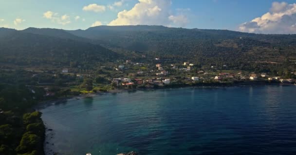 Vista Aérea Vila Portes Ilha Grega Aegina Golfo Sarônico Grécia — Vídeo de Stock