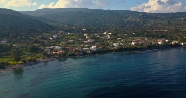 Vista Aérea Vila Portes Ilha Grega Aegina Golfo Sarônico Grécia — Vídeo de Stock