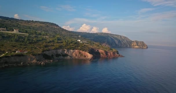 Aerial View Portes Village Greek Island Aegina Saronic Gulf Greece — Stock Video