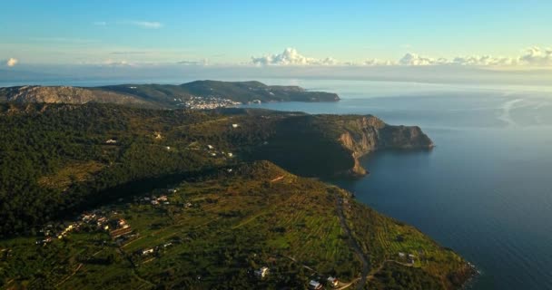 Aerial View Portes Village Greek Island Aegina Saronic Gulf Greece — Stock Video