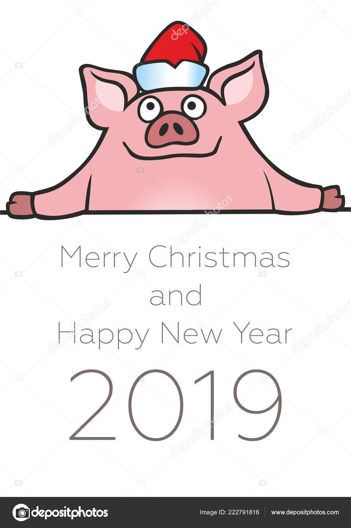 Merry Christmas Happy New Year 19 Funny Card Design Cartoon Vector Image By C Salivit Vector Stock