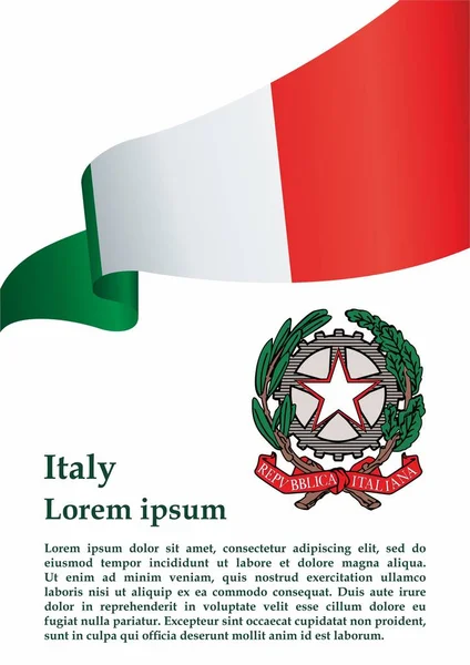 Flag of Italy, Italian Republic. Template for award design, an official document with the flag of Italy. Bright, colorful vector illustration.