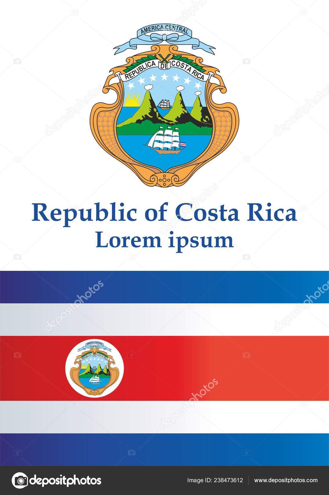 Flag Costa Rica Republic Costa Rica Template Award Design Official Vector Image By C Salivit Vector Stock