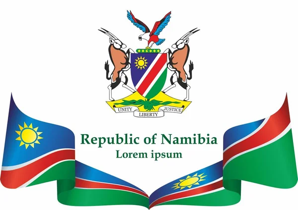 Flag of Namibia, Republic of Namibia. Template for award design, an official document with the flag of Namibia. Bright, colorful vector illustration.