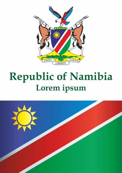 Flag of Namibia, Republic of Namibia. Template for award design, an official document with the flag of Namibia. Bright, colorful vector illustration.