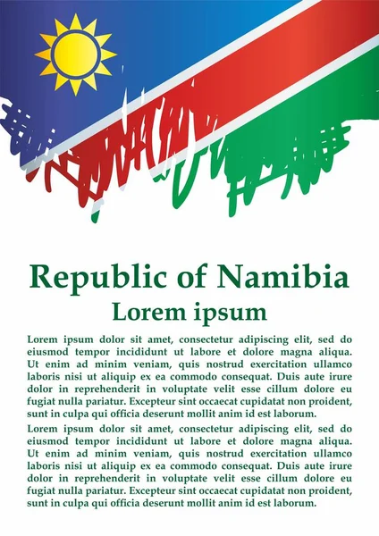 Flag of Namibia, Republic of Namibia. Template for award design, an official document with the flag of Namibia. Bright, colorful vector illustration.