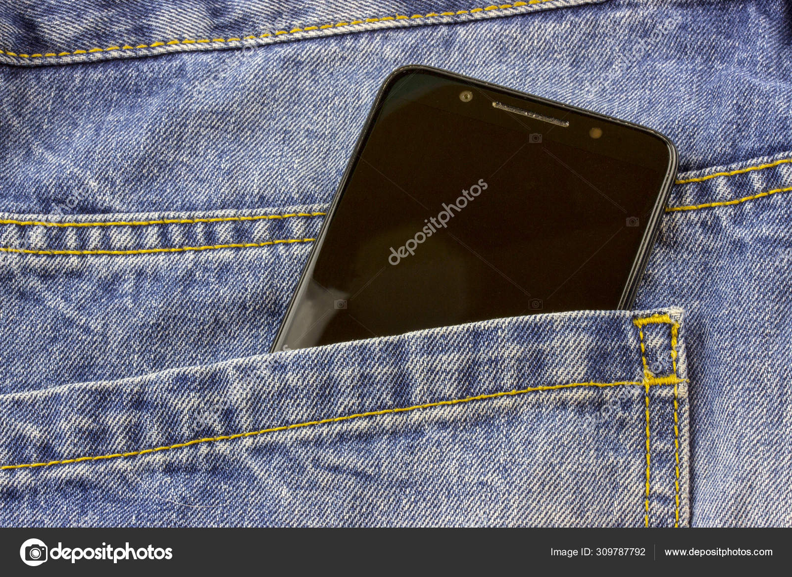 blue jeans with cell phone pocket