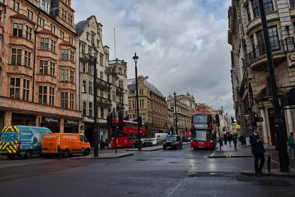 London November 2017 London Cityscape Typical Red Double Decker Bus — Stock Photo, Image