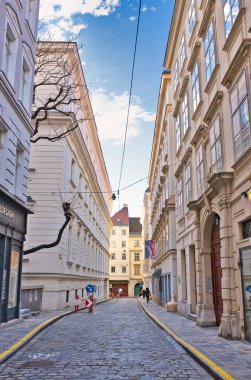 Vienna, Avusturya - Aralık 2018: Dar sokaklarında Viyana parlak kış günü