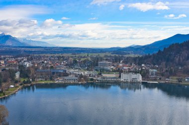 Lake Bled ve Bled şehir şehir hava atış