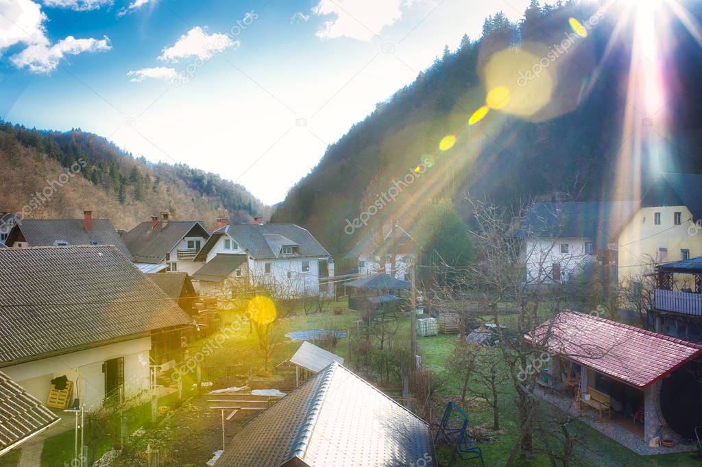 The beautiful winter day in Kamna Gorica village