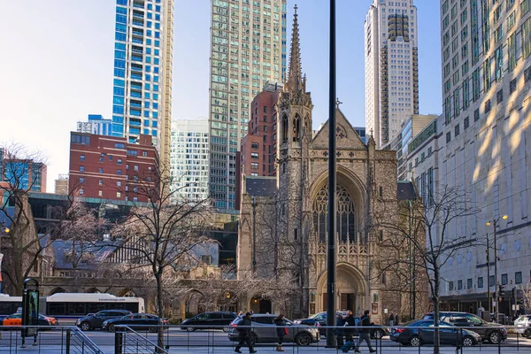 시카고 일리노이 2018 시카고 건물과 오래된 교회의 — 스톡 사진