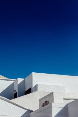 Lanzarote evinde beyaz Mimari Soyut parçası. Geleneksel yapı dış. arka plan