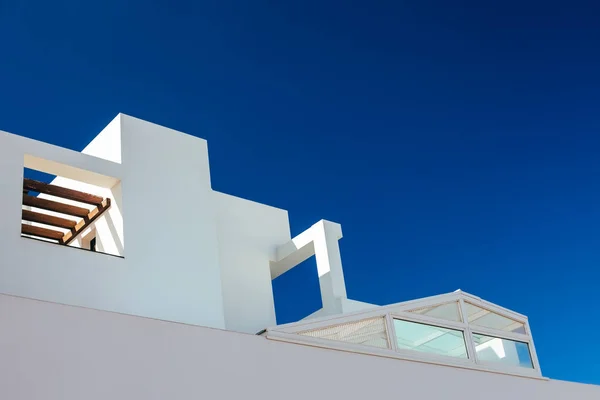 Frammento Astratto Della Casa Architettura Bianca Lanzarote Edificio Tradizionale Esterno — Foto Stock