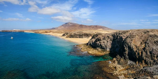 Piękny Krajobraz Słynnej Plaży Papagayo Wyspie Lanzarote Canary Hiszpania Cel — Zdjęcie stockowe